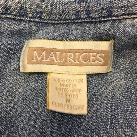 VTG 90s Maurices Chambray Button Down Short Sleeve, M - Picture 6 of 7